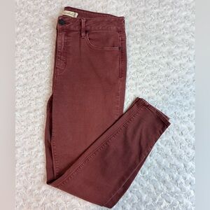 Unpublished from Anthropologie Deep Red Rust lightly distressed Jeans
